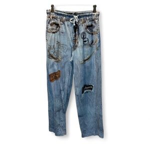 Jack Daniel’s Old no. 7 Men's Blue Drawstring lounge pants with Graphic Patches